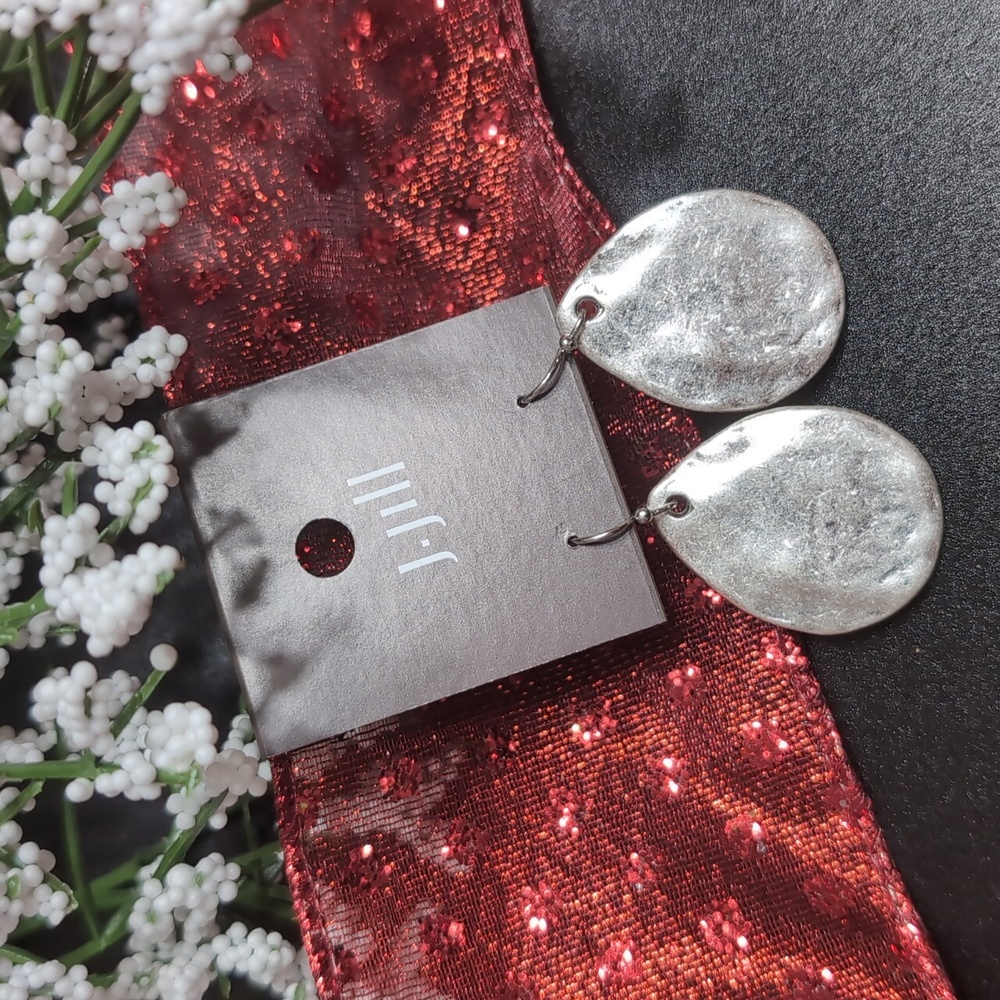 J. Jill Hammered Silver Teardrop Earrings NWT - Picture 5 of 5